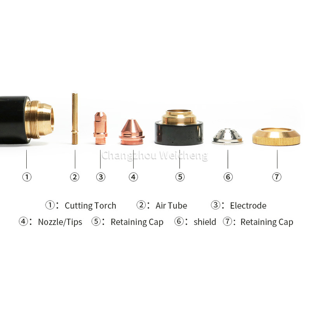 Électrode Plasma YK100102, buse YK100103, bouclier YK100104, capuchon de retenue YK100105 YK100106 pour torche YK100H