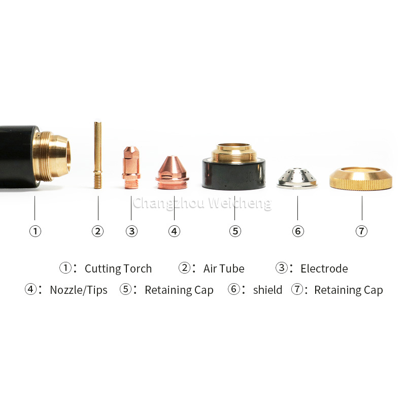 Électrode Plasma YK100102, buse YK100103, bouclier YK100104, capuchon de retenue YK100105 YK100106 pour torche YK100H