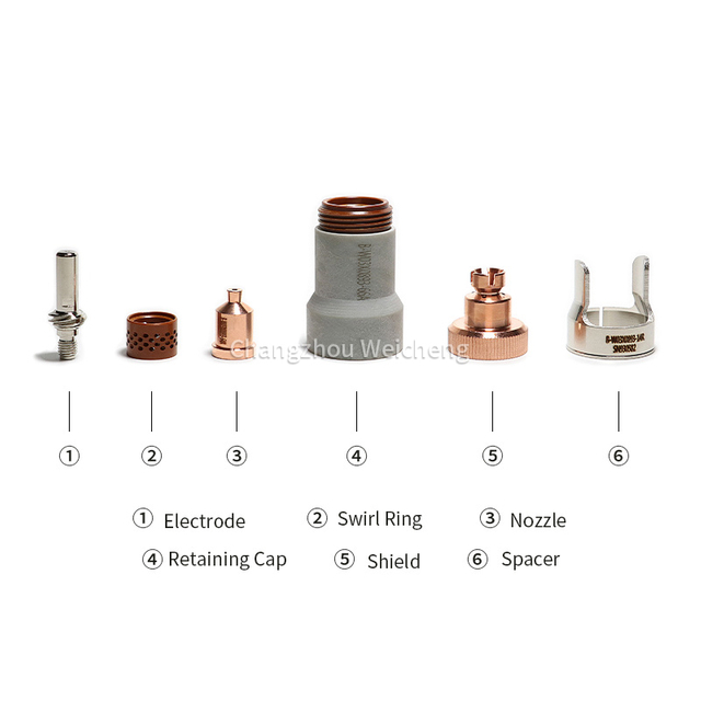  Bouclier de buse d'électrode, consommable de découpe Plasma CNC, capuchon de retenue, anneau tourbillonnant pour LC105