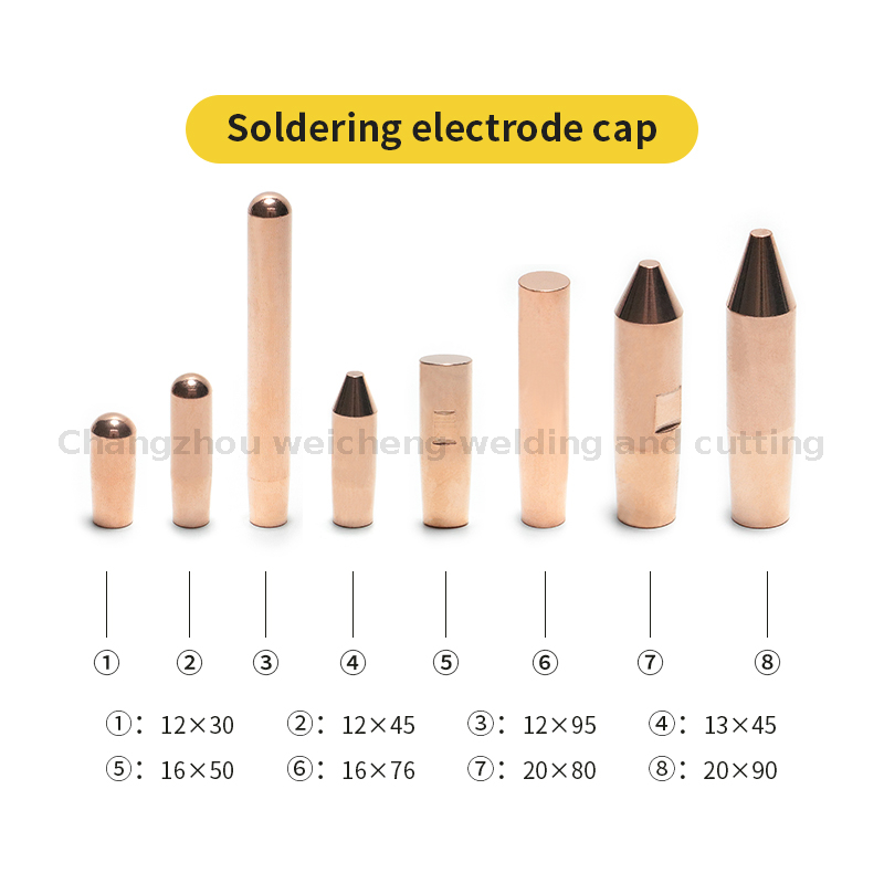 Matériau d'électrode de pointe de capuchon d'électrode de soudage par points plats à pointe ronde de taille personnalisée 12*30mm 12*45mm 12*95mm 