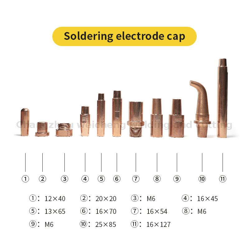 Pointe de capuchon d'électrode de pliage ronde et plate de haute qualité, soudage par résistance 12x40mm 20x20mm M6 16x70mm 25x85mm 