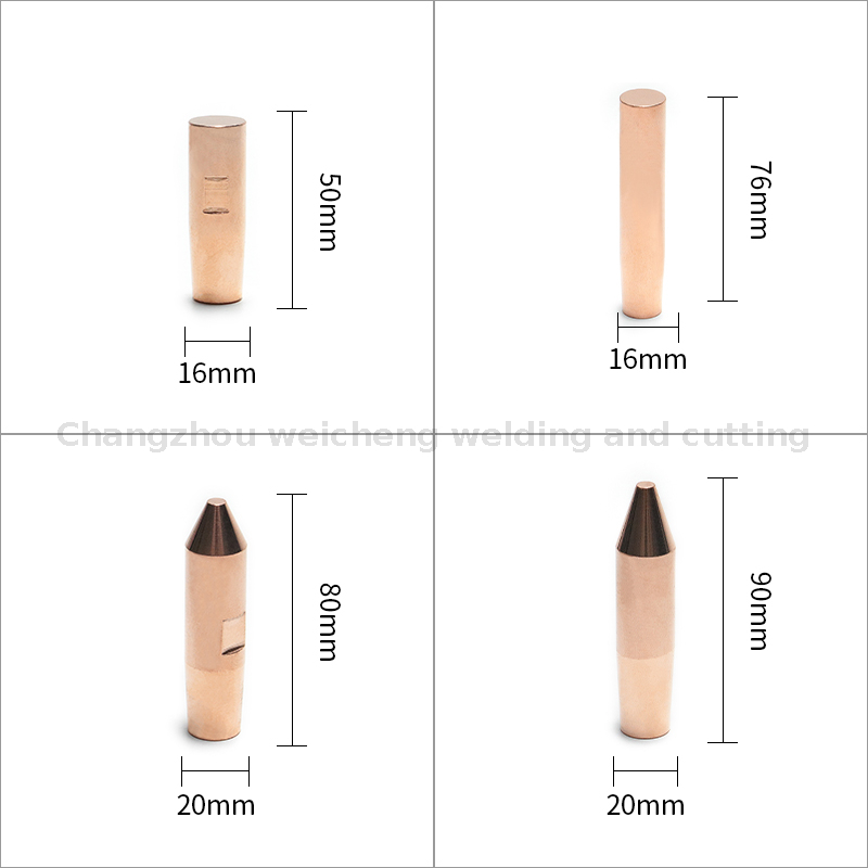 Matériau d'électrode de pointe de capuchon d'électrode de soudage par points plats à pointe ronde de taille personnalisée 12*30mm 12*45mm 12*95mm 